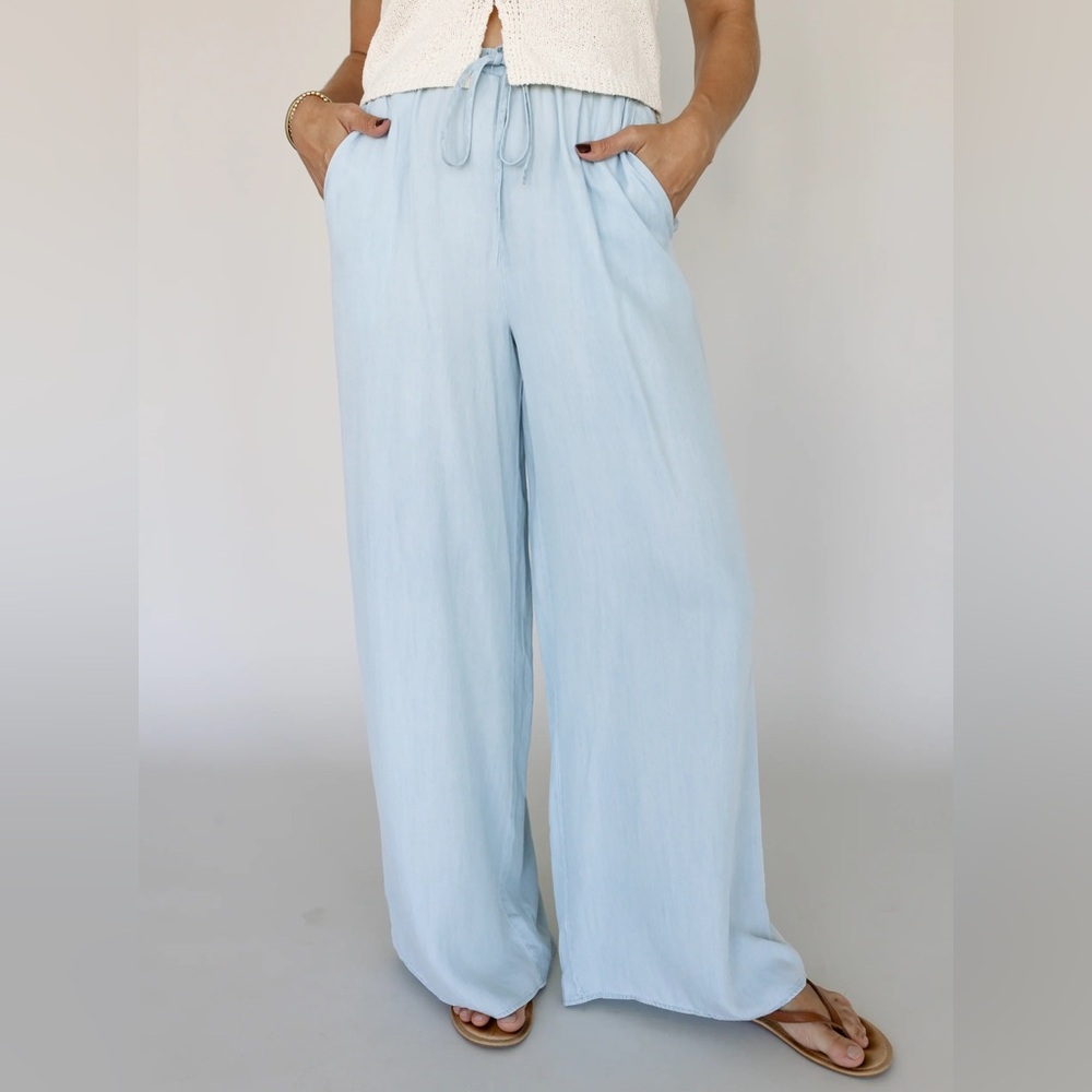 Wide Leg drawstring Satin Pleated Trousers